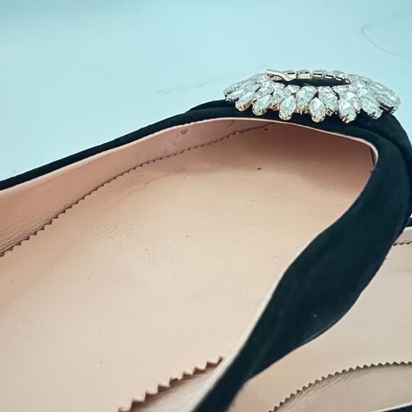 J.Crew Black Suede Crystal Embellished Pointed Toe Flats Size 8.5 - Picture 9 of 13